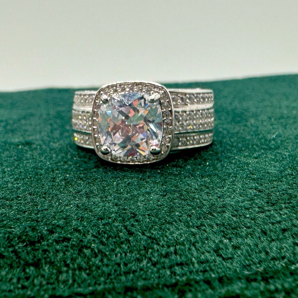 Sterling Silver Ring with Clear CZ Stones